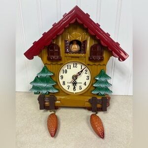 Vintage Chalet Wall Clock faux cuckoo fairy’s woods cottage WORKING no pendulum
